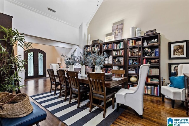 110 Sterling Lakes Dr, Helena, AL 35080 - dining space featuring ornamental molding, wood finished floors, and french doors