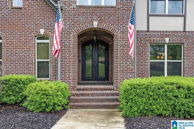 property entrance with french doors