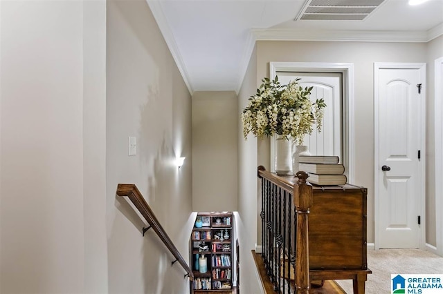 110 Sterling Lakes Dr, Helena, AL 35080 - staircase with ornamental molding, carpet, and baseboards