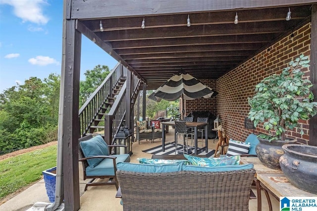 110 Sterling Lakes Dr, Helena, AL 35080 - view of patio with stairs, outdoor lounge area, and outdoor dining area