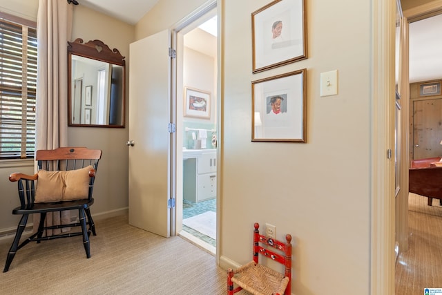 interior space with light colored carpet