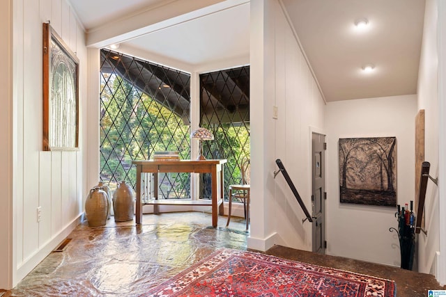 interior space with vaulted ceiling