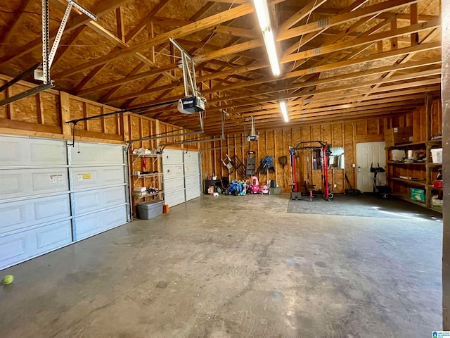 garage with a garage door opener