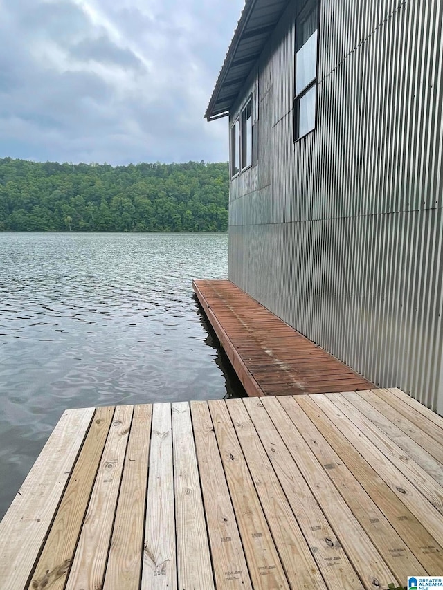 view of dock featuring a water view