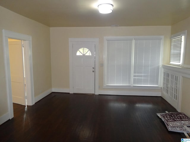 foyer entrance with dark hardwood / wood-style flooring