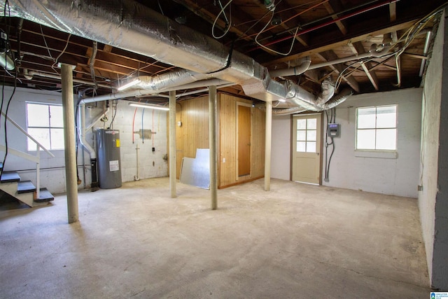 basement featuring water heater