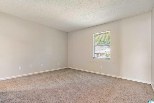 carpeted spare room with a textured ceiling