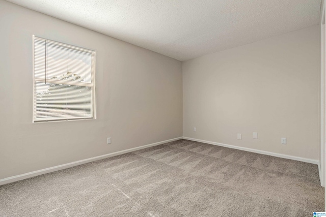 carpeted spare room with a textured ceiling