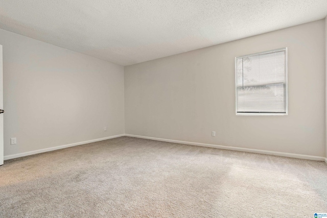 carpeted empty room with a textured ceiling