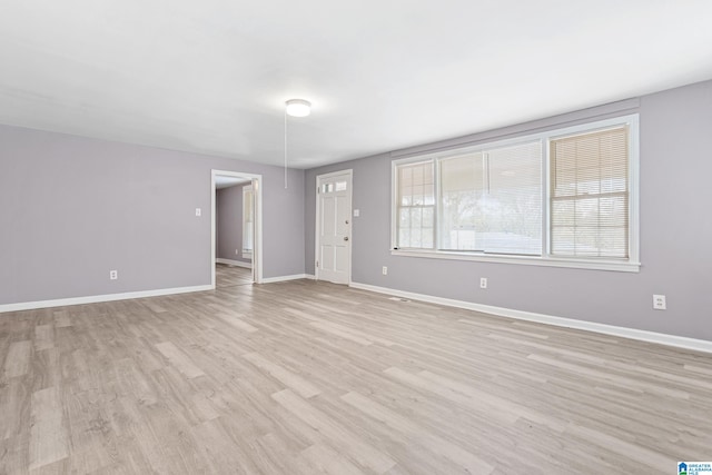 unfurnished living room featuring light wood-type flooring