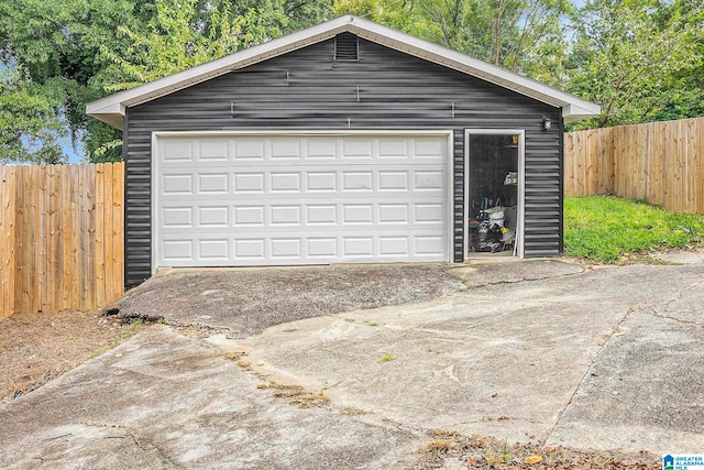 view of garage