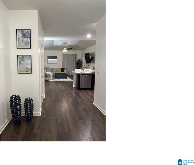 hallway featuring dark hardwood / wood-style flooring