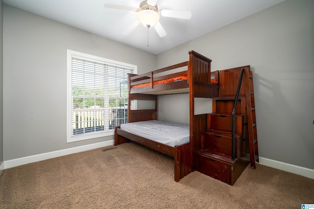 bedroom with carpet and ceiling fan