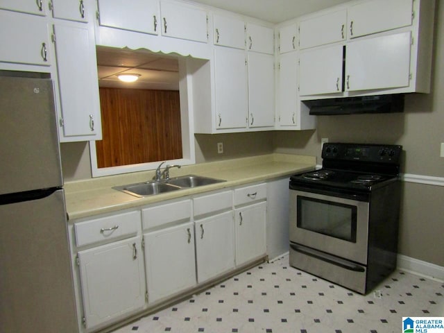 kitchen with white cabinets, stainless steel appliances, and sink