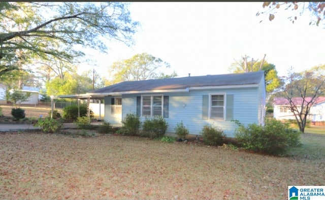 view of single story home