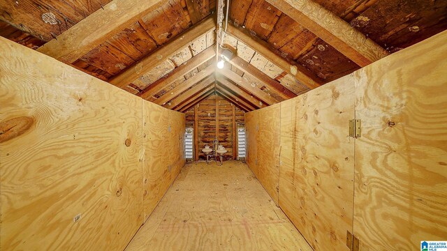 view of unfinished attic