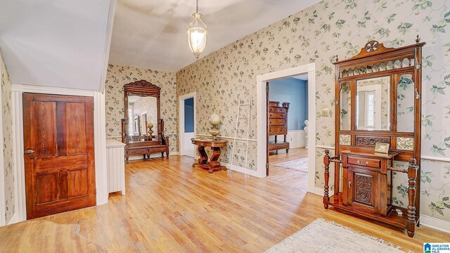 foyer entrance featuring light wood-type flooring