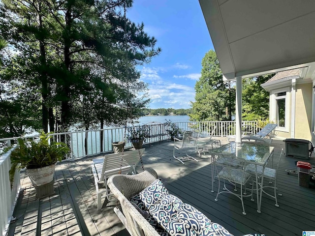 deck with a water view