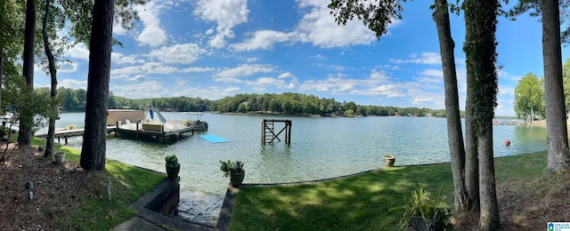 view of dock featuring a water view