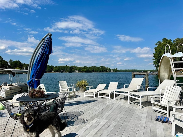 dock area featuring a water view