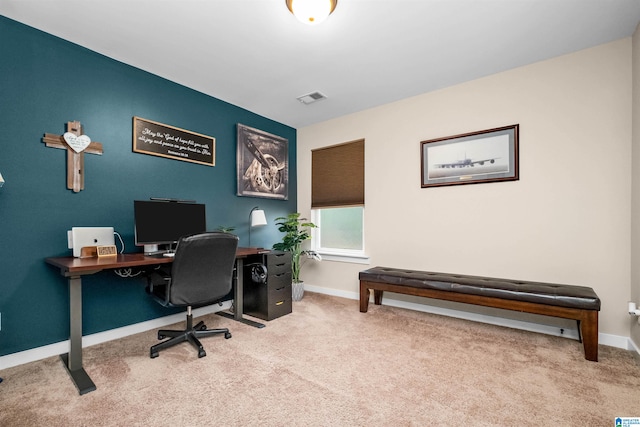 view of carpeted home office