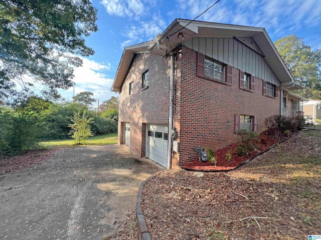 view of home's exterior with a garage