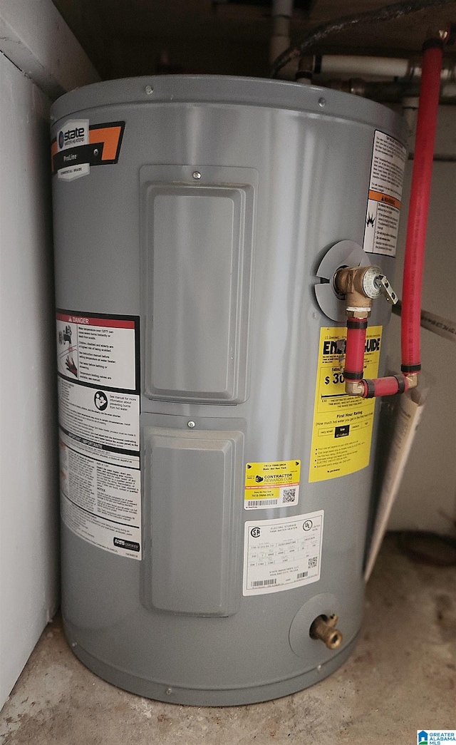 utility room with water heater