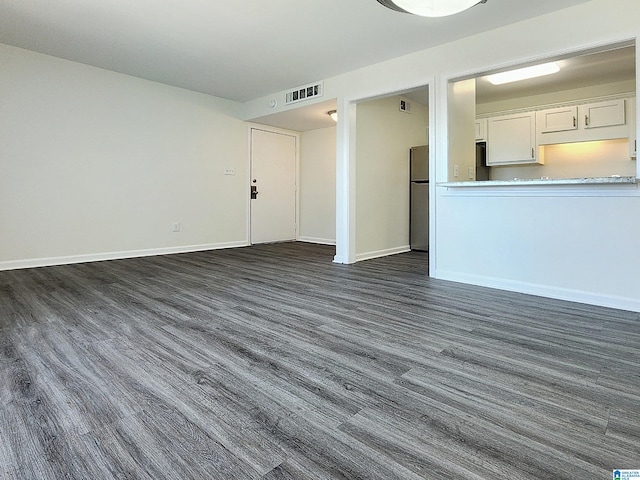 unfurnished living room featuring dark hardwood / wood-style floors