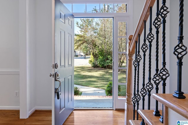 entrance foyer with light hardwood / wood-style flooring