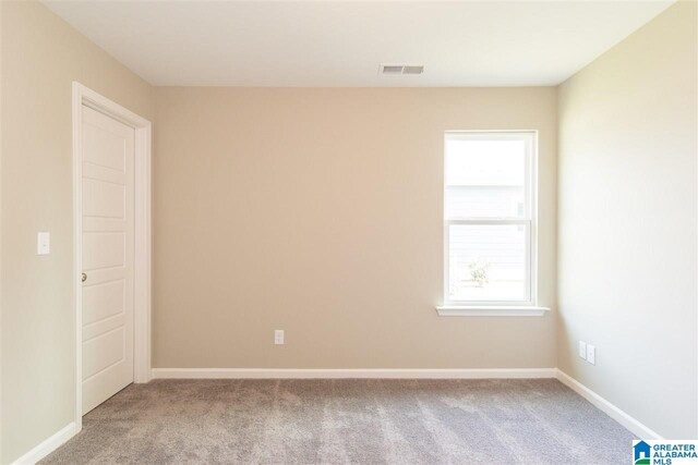 spare room featuring light colored carpet