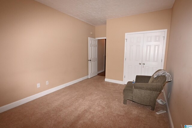 living area featuring carpet