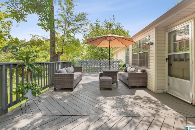 deck with an outdoor hangout area