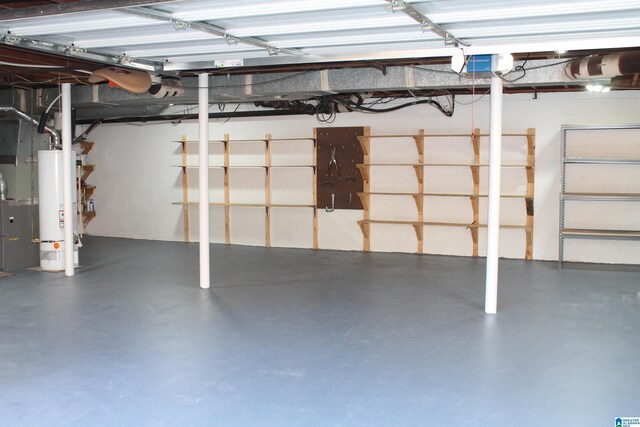 garage featuring water heater