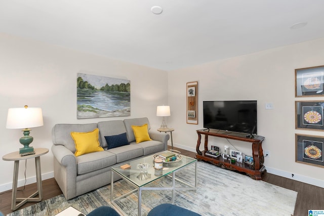 living room with hardwood / wood-style floors