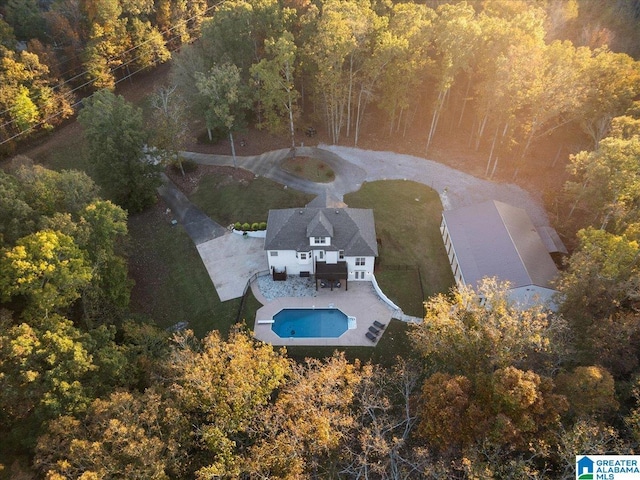 370 Pats Way, Springville, AL 35146 - view from above of property featuring a pool and a heavily wooded area