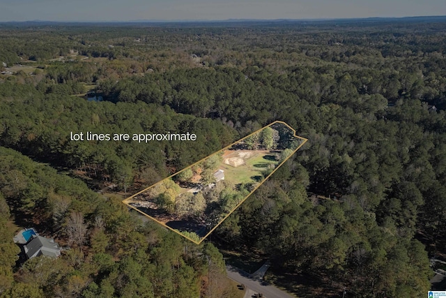 401 El Camino Real, Chelsea, AL 35043 - aerial overview of property's location featuring a forest and property parcel outlined