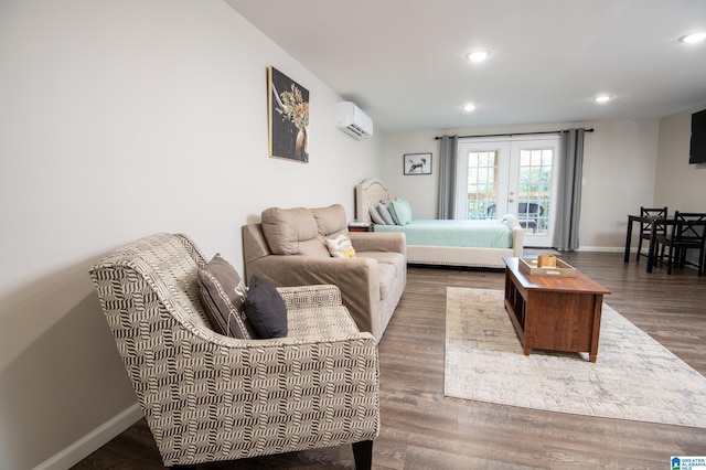 401 El Camino Real, Chelsea, AL 35043 - living room featuring a wall mounted AC, french doors, wood finished floors, recessed lighting, and baseboards