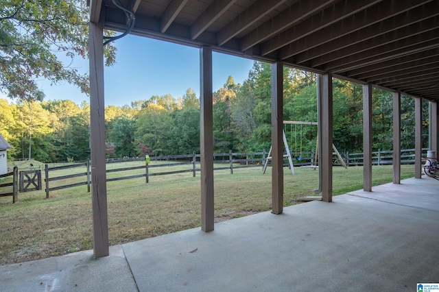 view of patio featuring a playground