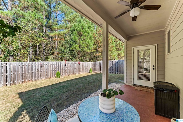 view of patio with ceiling fan