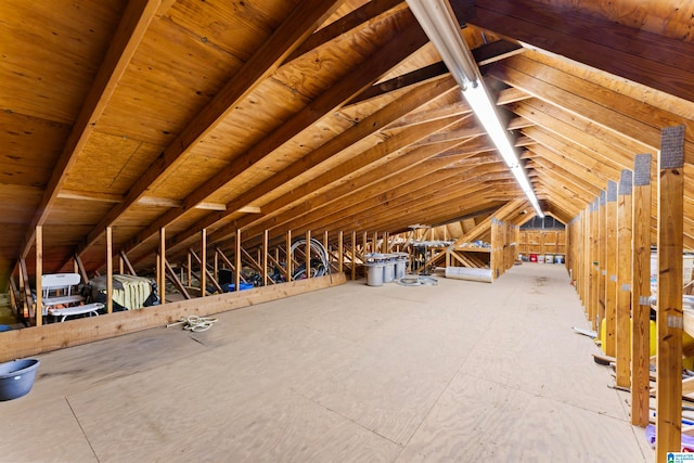 view of unfinished attic