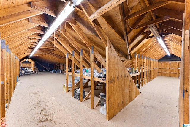 view of unfinished attic