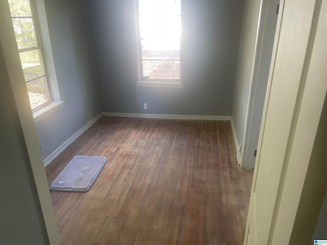 unfurnished room featuring dark wood-type flooring