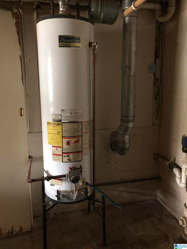 utility room with water heater