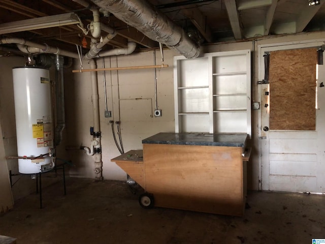 basement with gas water heater