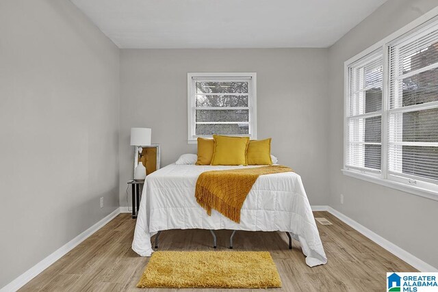 bedroom with hardwood / wood-style floors