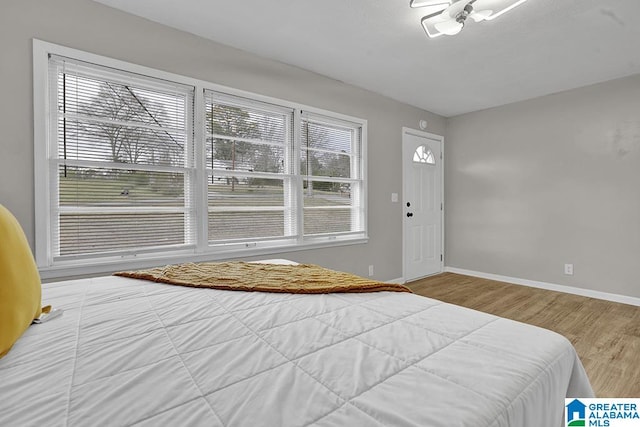 bedroom with wood-type flooring