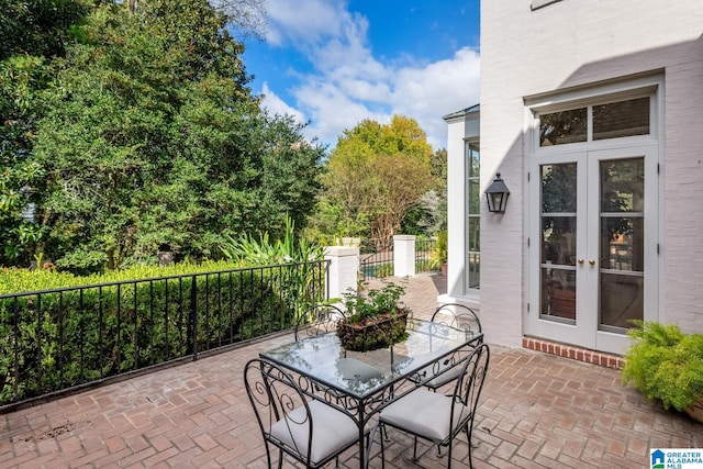 view of patio / terrace featuring french doors