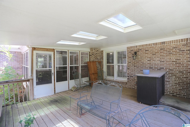 interior space featuring a skylight