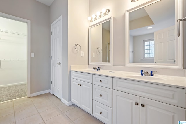 bathroom featuring vanity and tile patterned floors