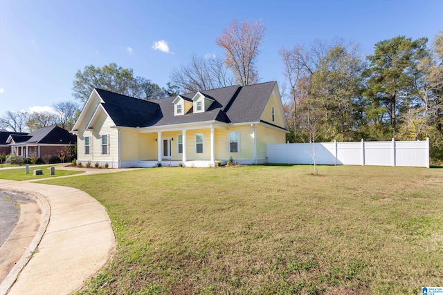 view of home's exterior featuring a lawn and a porch